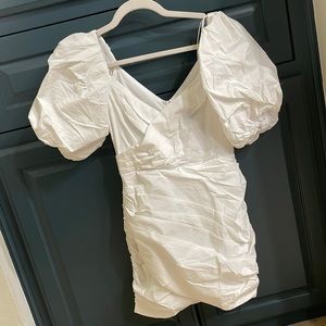 DO+BE White Puff Sleeve Mini Dress.